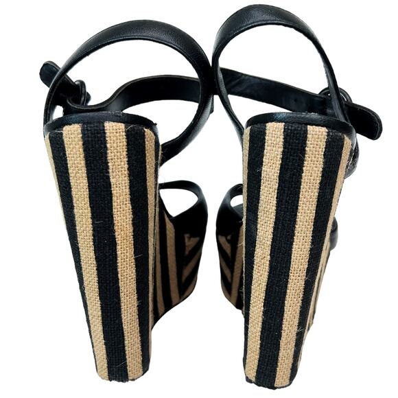 Alice and Olivia Platform Black Striped Wedges Size 37 - Picture 5 of 5